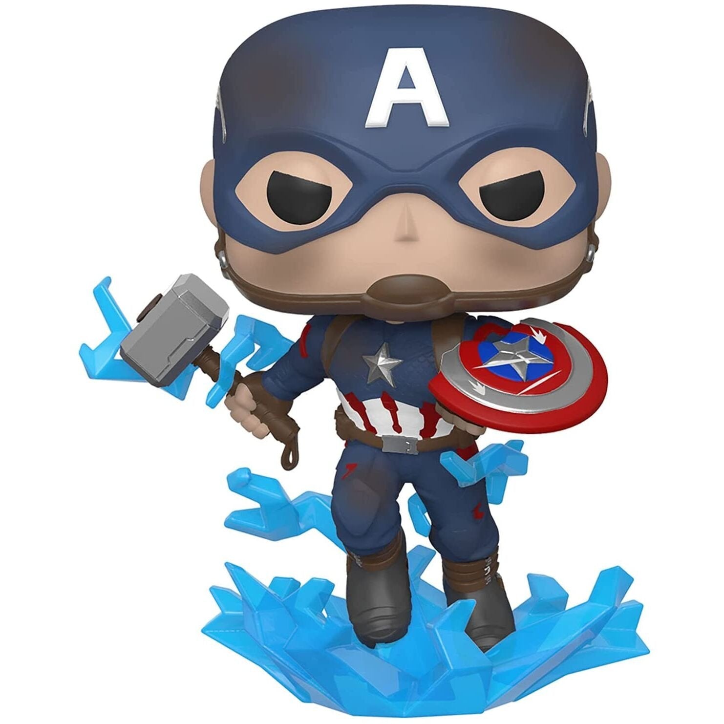 POP-figur Marvel Avengers Endgame Captain America med bruten sköld & Mjölner