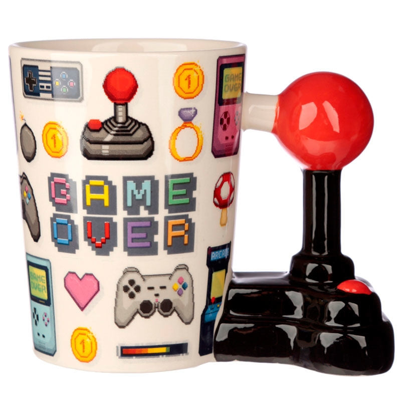 Pixel Handle Mug för spel, Joystick Design, 11 oz