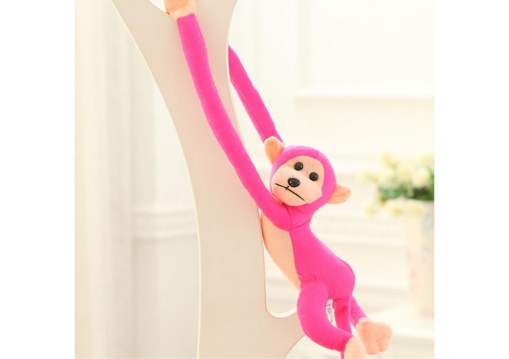 Plys Monkey Mascot med lyd, Velcro, mørk pink, 60 cm