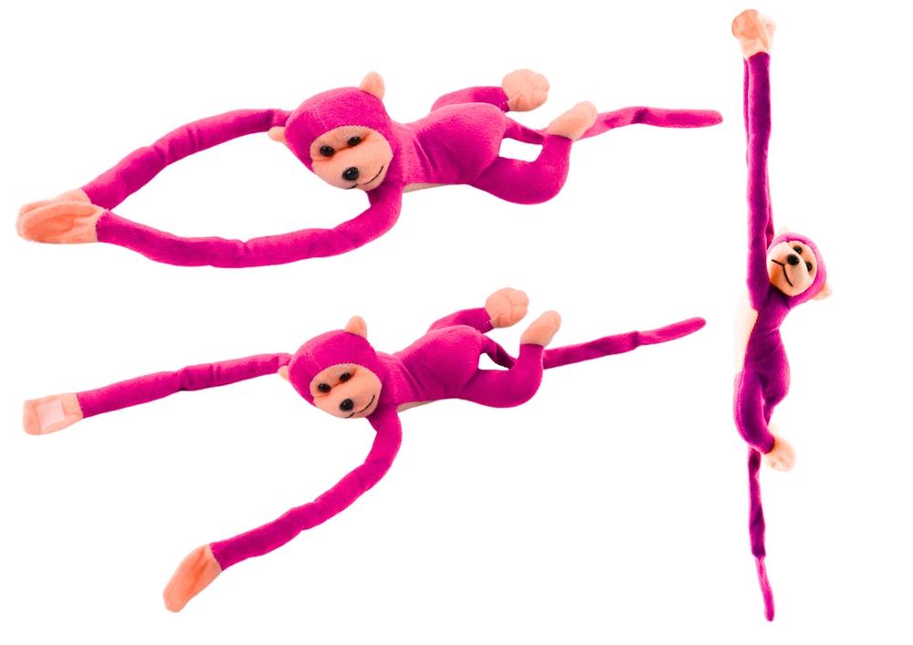 Plys Monkey Mascot med lyd, Velcro, mørk pink, 60 cm