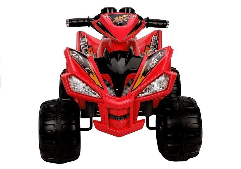 Rød el-quad bike: 12V, 2x45W motorer, fjernbetjening, CE-certifikat.