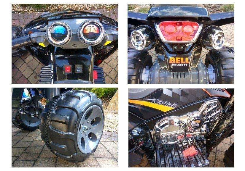 Rød el-quad bike: 12V, 2x45W motorer, fjernbetjening, CE-certifikat.