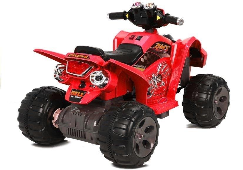 Rød el-quad bike: 12V, 2x45W motorer, fjernbetjening, CE-certifikat.