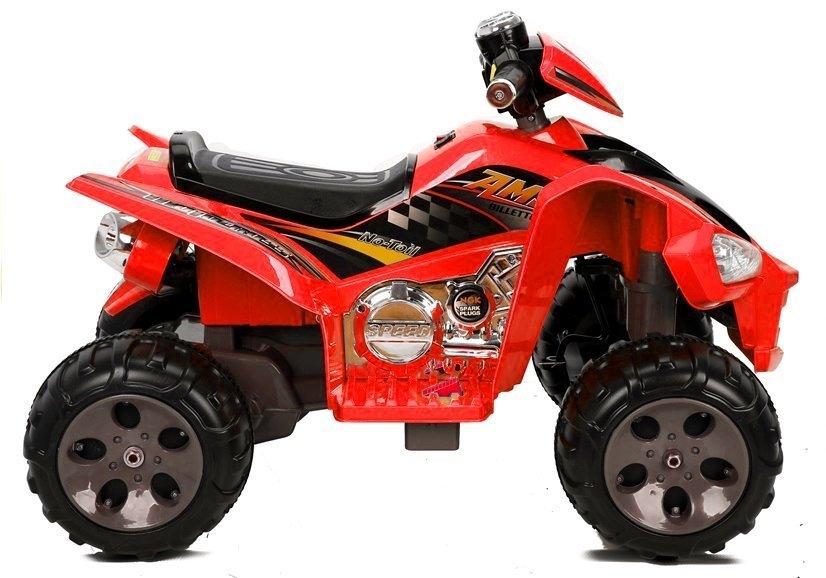 Rød el-quad bike: 12V, 2x45W motorer, fjernbetjening, CE-certifikat.