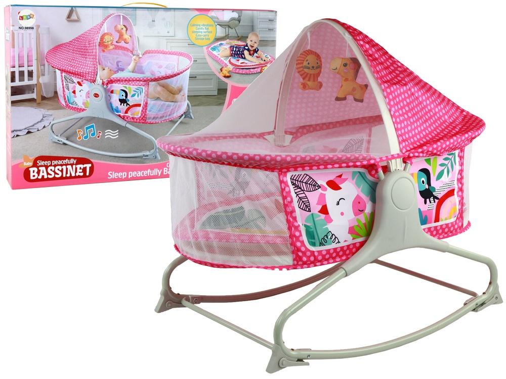 Rosa 2in1 Baby Rocker: säng, matta, ljud och vibrationer