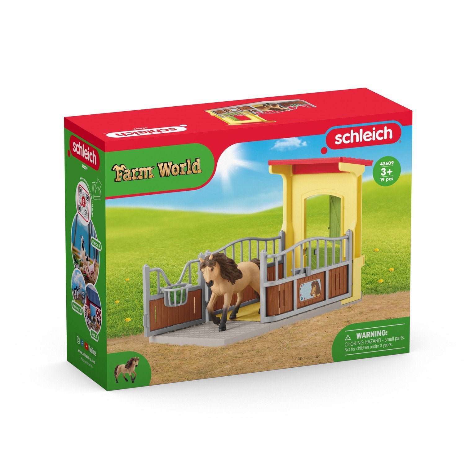 Schleich Farm World Playset Ponnybox Med Islandsponnyhingst