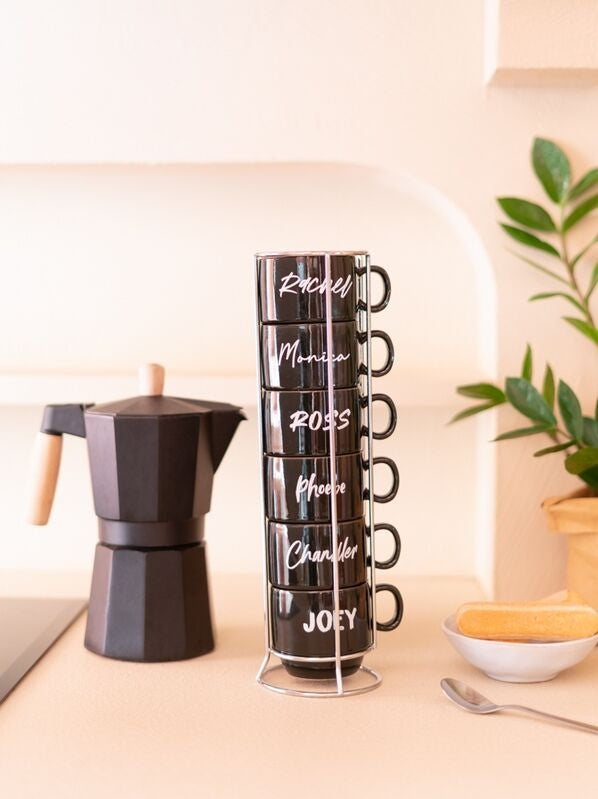 Set med 6 muggar, 150 ml kapacitet, keramiskt material