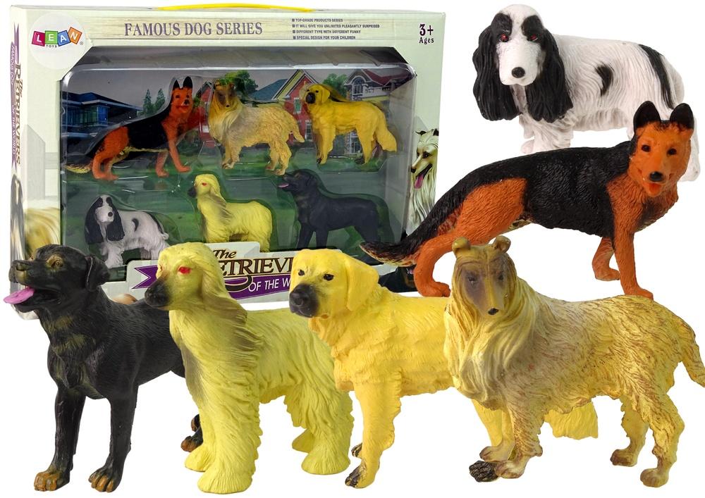 Sæt med 6 realistiske hundefigurer til børn - kendte racer