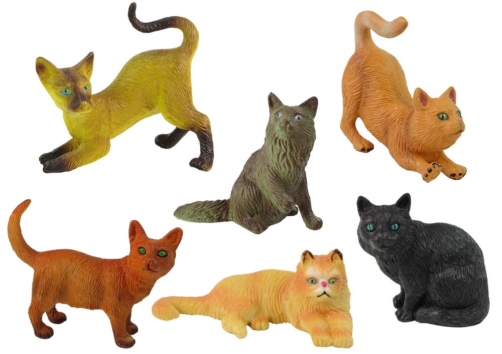 Set med 6 realistiska kattfigurer för samlare och barn