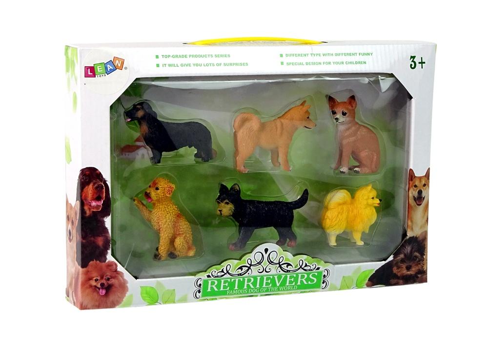 Set med 6 realistiska renrasiga hundfigurer för samlare