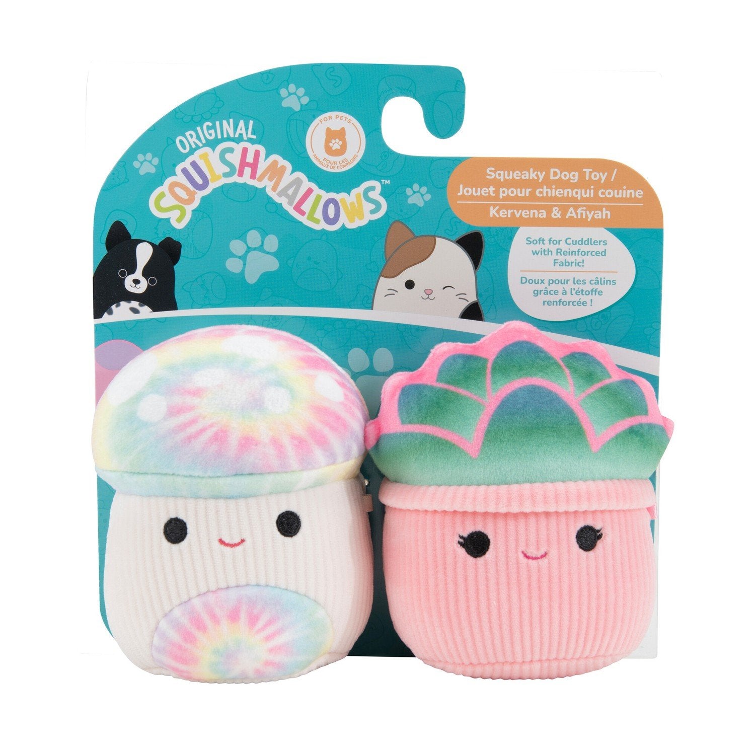 Squishmallows tvåpack pipande plysch hundleksak, 9 Cm