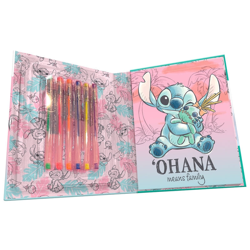 Stitch Activity Notebook med 6 Gel Pens Set