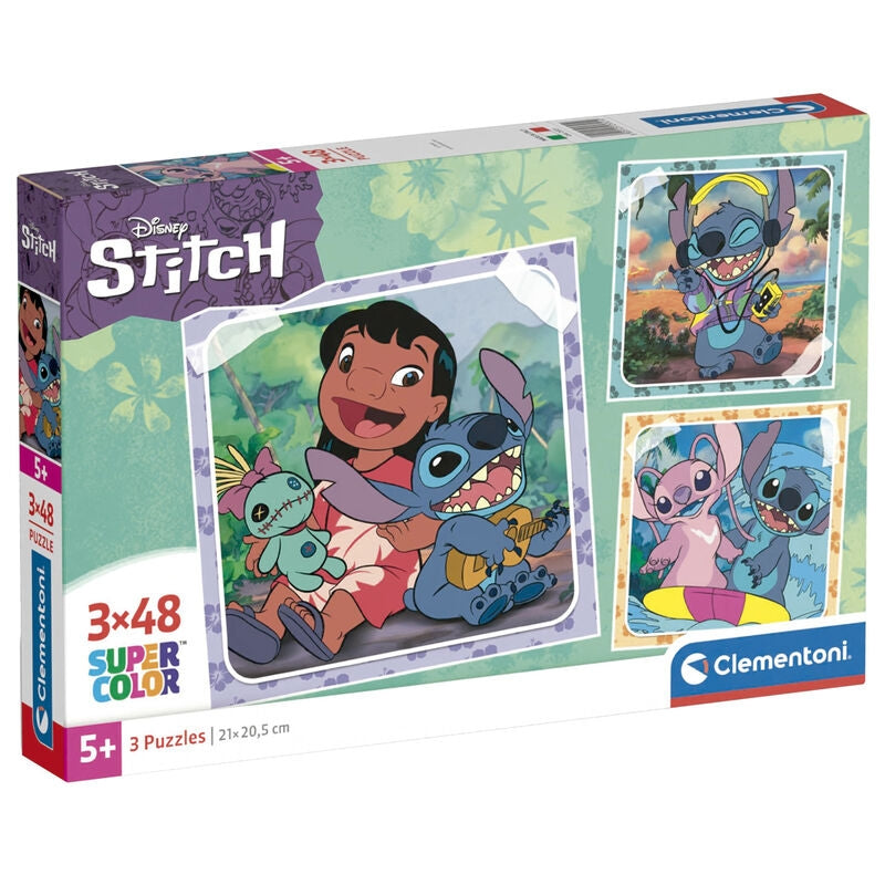 Stitch Puzzle 3x48 bitar för barn och vuxna