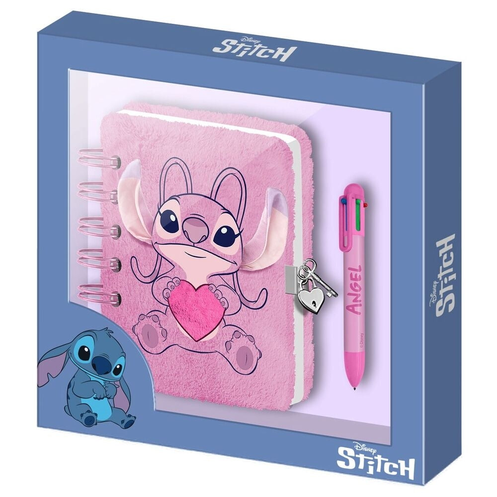 Stitch and Angel Heart plyschdagbok med penna