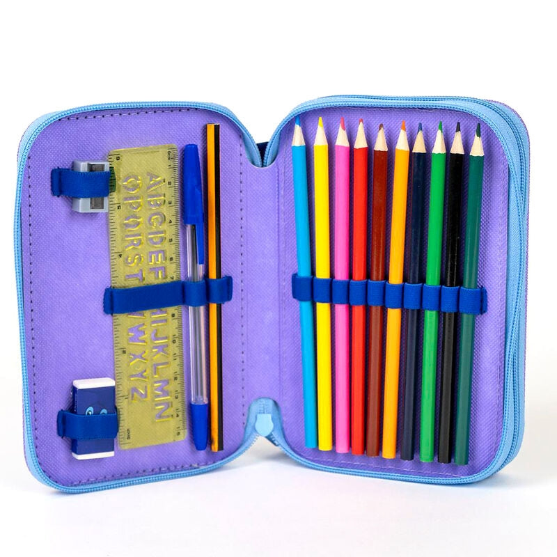 Stitch dubbelt pennfodral för skolmaterial och organisation