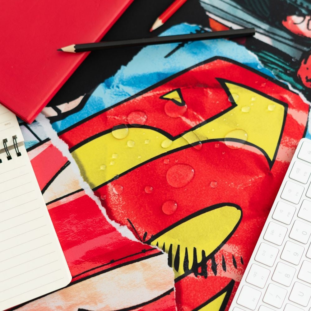 Superman skrivbordsmatta, stor storlek, slitstarkt material
