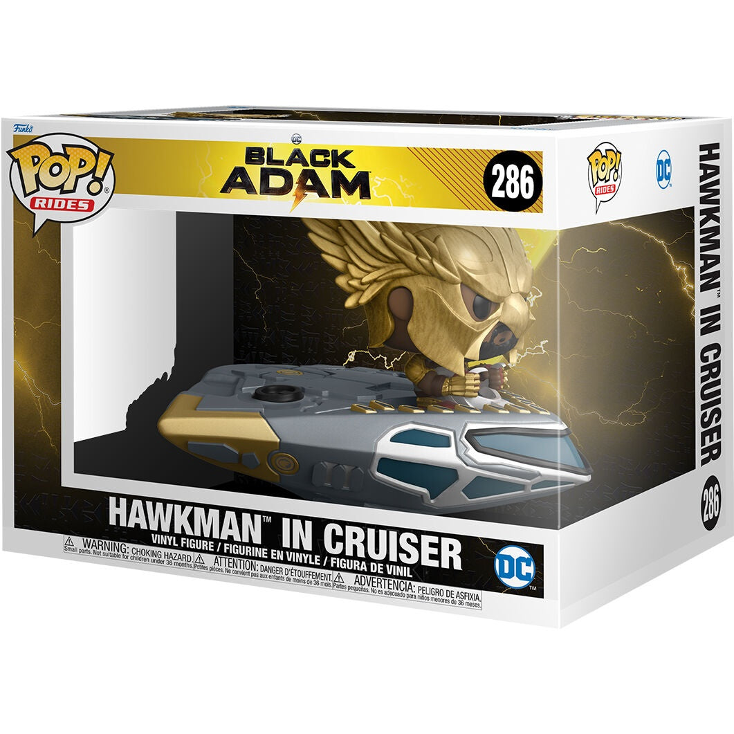Svart Adam Hawkman actionfigur med kryssningsfordon