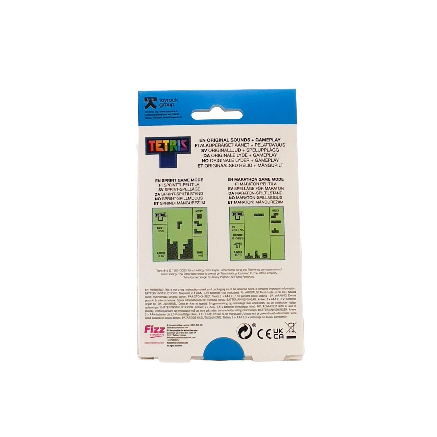 Tetris arkadnyckelring med originella nivåer och ljud