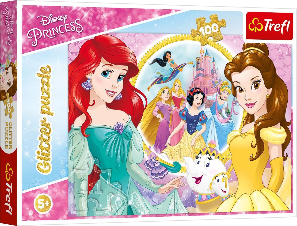 Trefl Disney Princess Glitter Pussel, 100 st