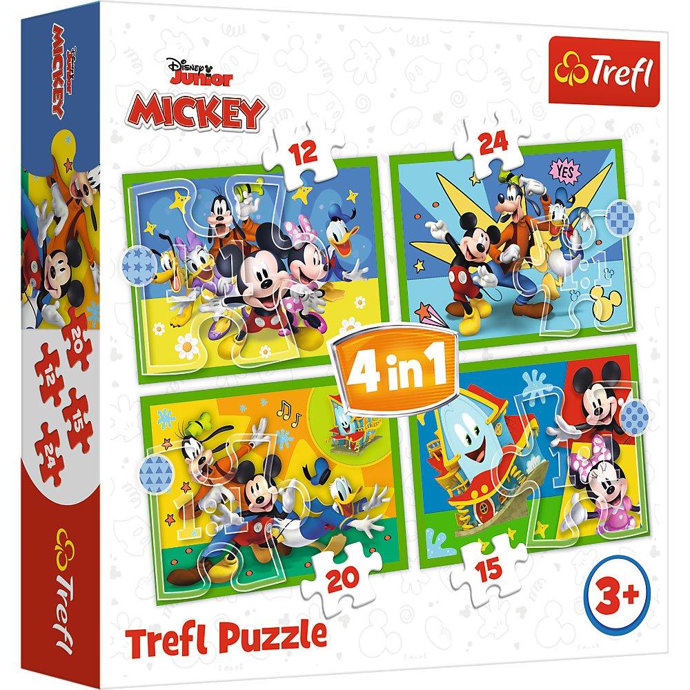 Trefl Mickey Mouse Puslespil 4 i 1 sæt 12 15 20 24 stk.