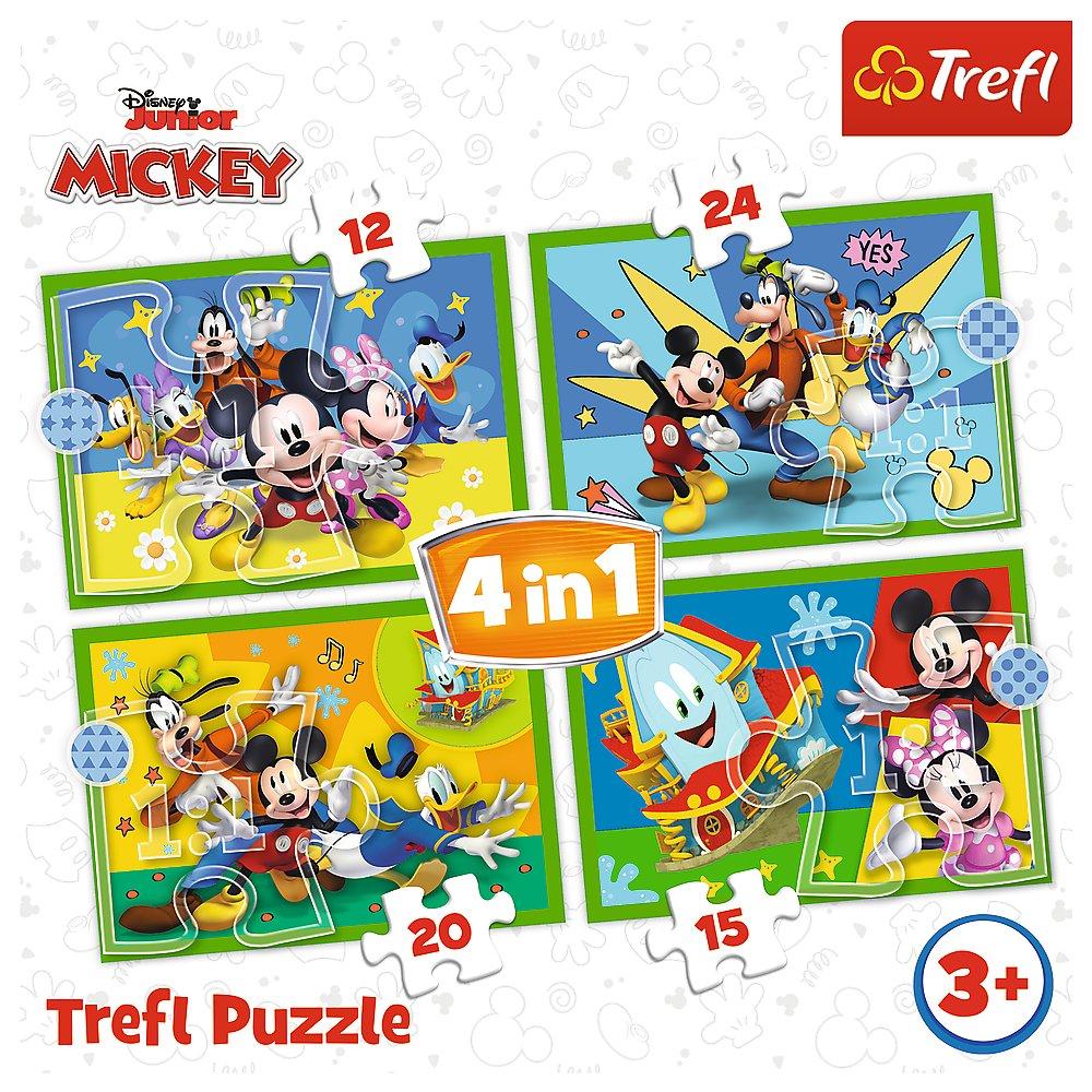 Trefl Mickey Mouse Puslespil 4 i 1 sæt 12 15 20 24 stk.