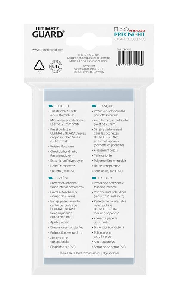 Ultimate Guard Precise Fit-ærmer Genlukkelige japansk størrelse Transparent (100)