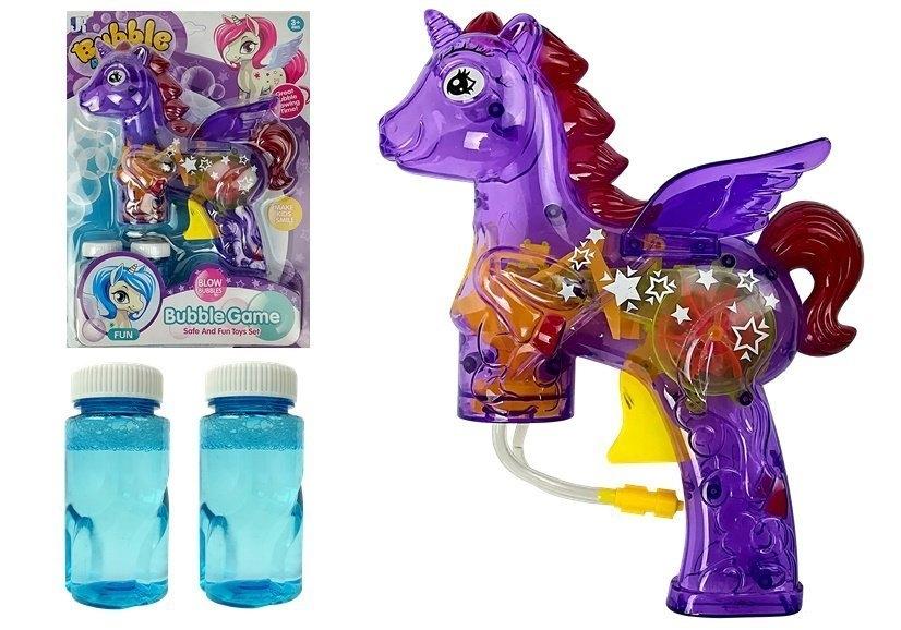 Unicorn Soap Bubble Gun - lila, ljuseffekter, giftfritt kul