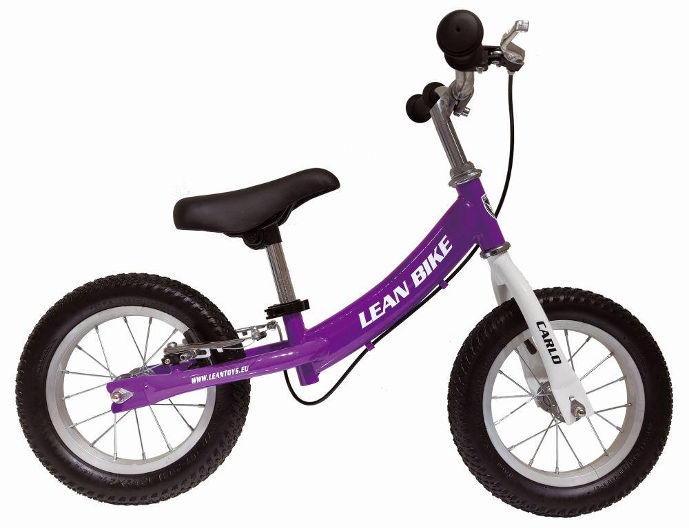 Violet löparcykel för barn: justerbar sits, broms, pumpade hjul