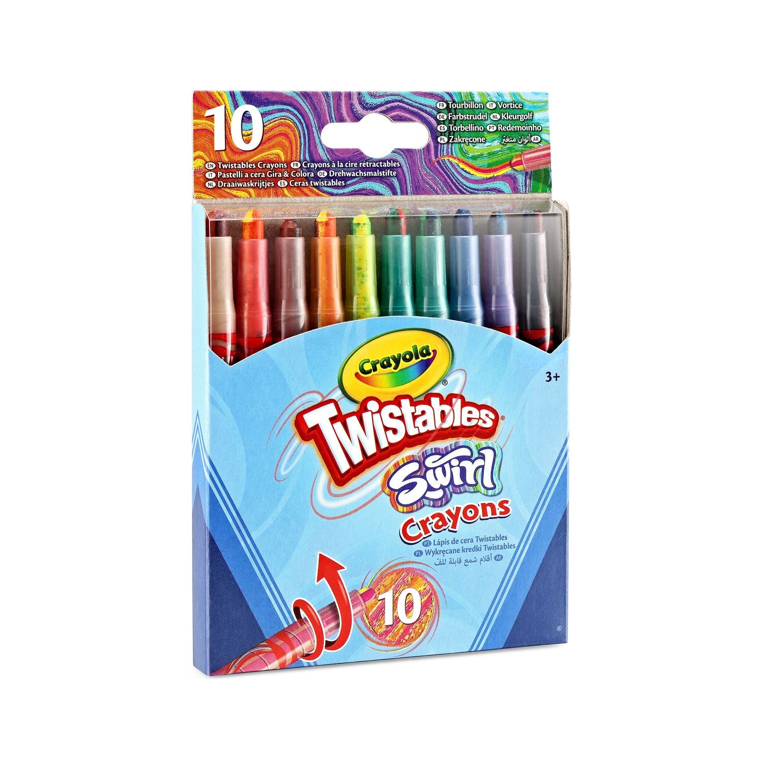 Vridbara virvelkritor, 4 färger i 1, 10-pack