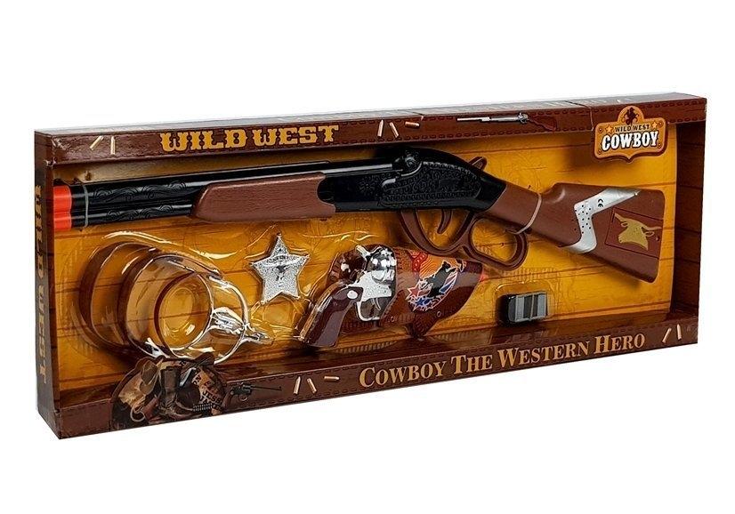 Wild West Cowboy Set: Spakgevär, Colt Revolver, Sheriff Badge